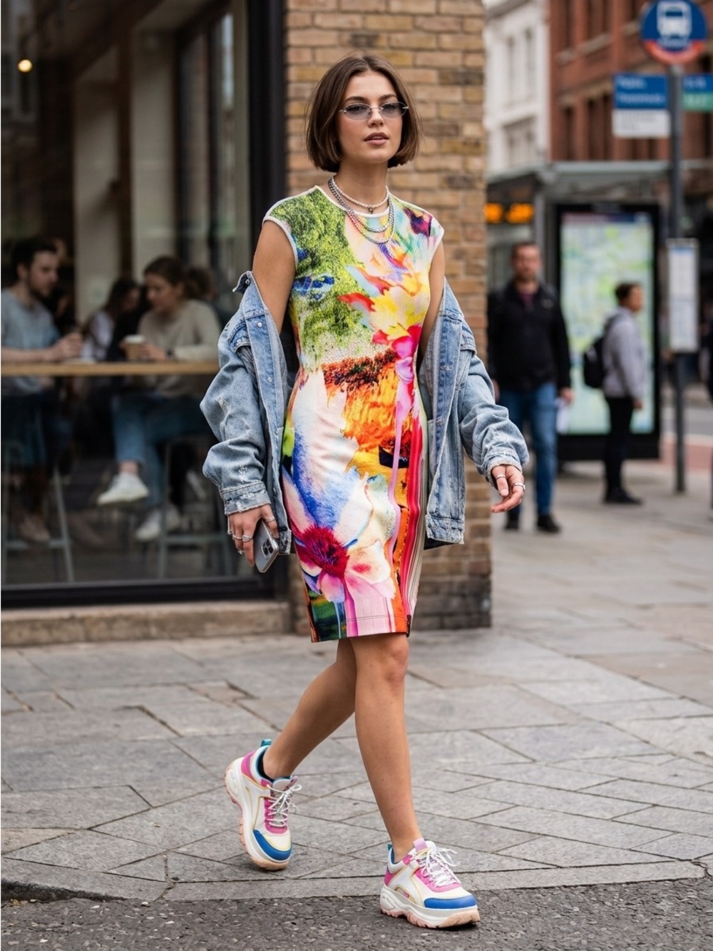 Clover Canyon Maximalist Abstract Graphic Print Neoprene Sheath Dress - Small